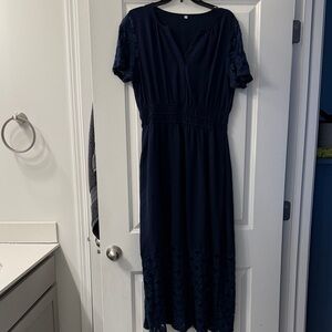 Elegant Navy Blue Lace Dress
